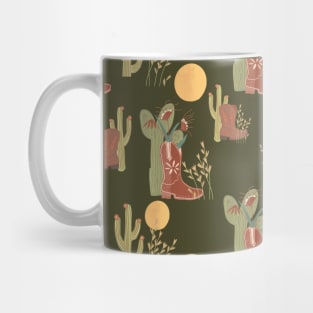 Full Moon Southwest Cowboy Boots Cactus Pattern Mug